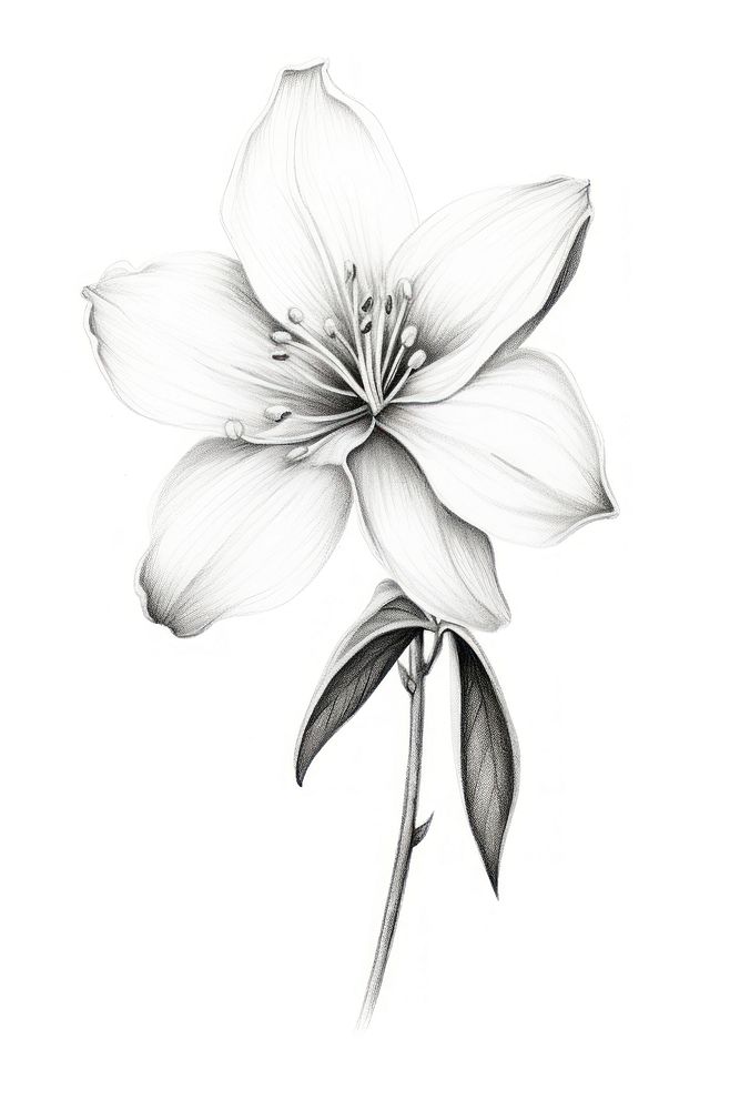  Jasmine flower drawing sketch plant. AI generated Image by rawpixel.