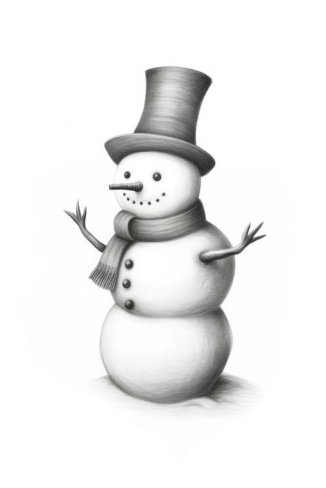  Snowman drawing sketch winter. AI generated Image by rawpixel.