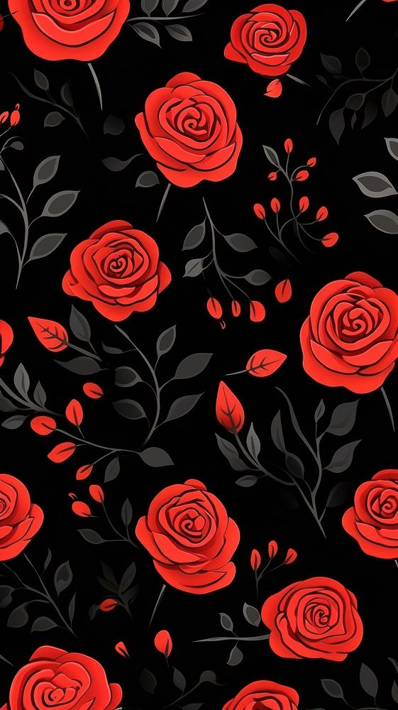 Red rose pattern backgrounds flower. AI generated Image by rawpixel.