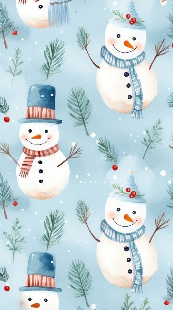 Snowman backgrounds pattern winter. AI generated Image by rawpixel.