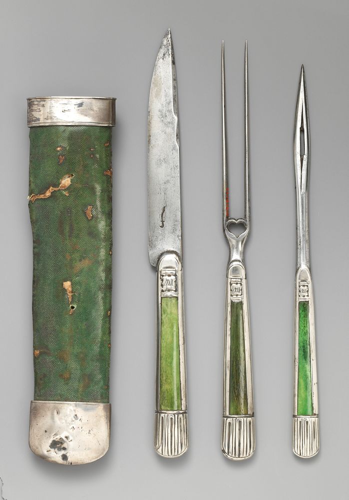 Knife, fork, and skewer needle with case