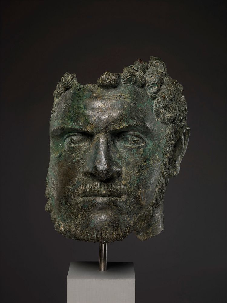 Fragmentary bronze portrait of the emperor Caracalla