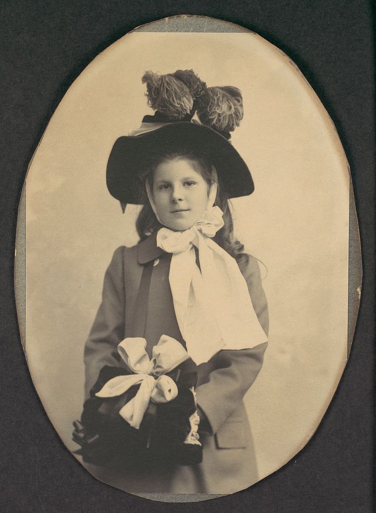 [Girl in Walking Costume with Hat and Muff]