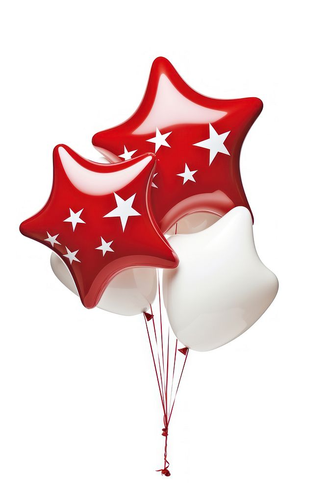 2 white red star balloons white background celebration anniversary. AI generated Image by rawpixel.