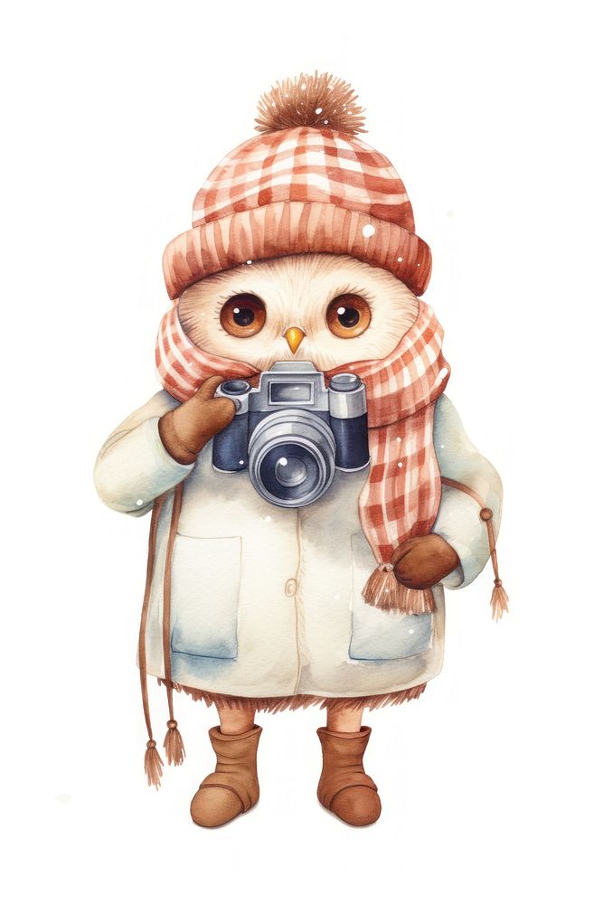 A happy owl camera winter toy. AI generated Image by rawpixel.