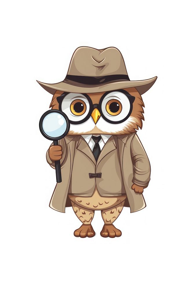 A detective owl white background photography protection. AI generated Image by rawpixel.