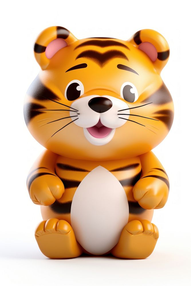 A extremely fat tiger balloon figurine toy white background. AI generated Image by rawpixel.