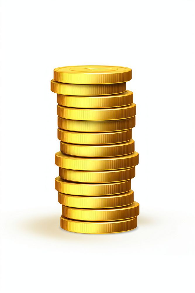 A minimal golden coin stack money white background investment. AI generated Image by rawpixel.