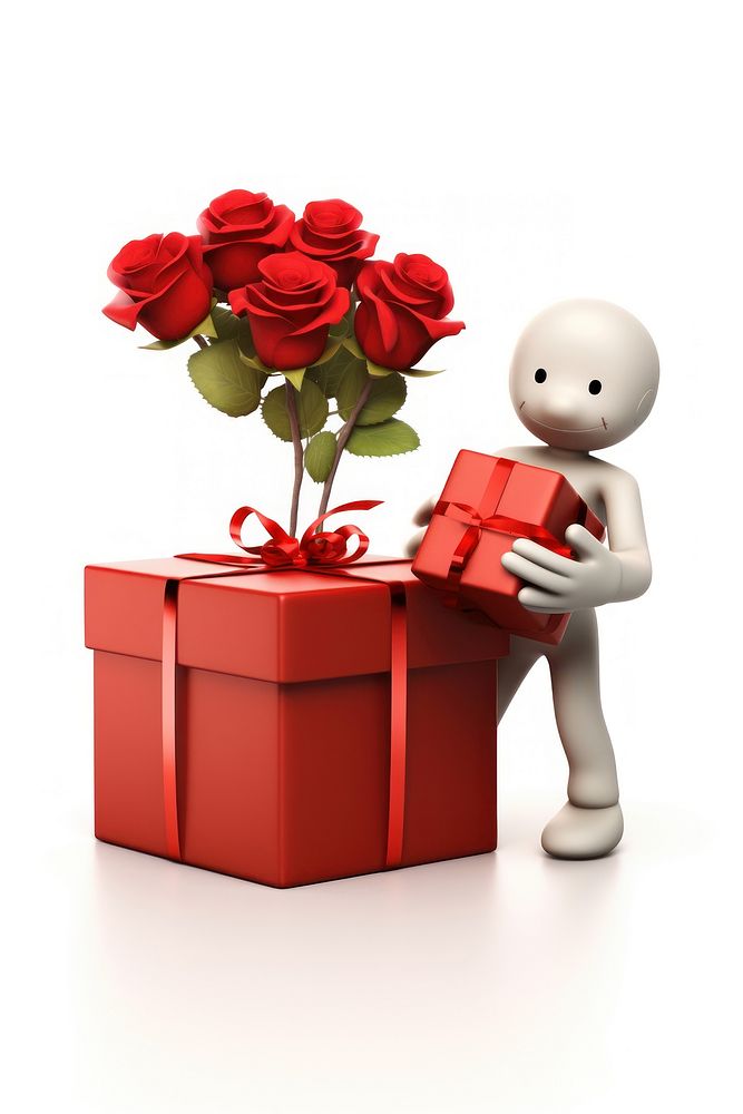 Present box rose flower person. AI generated Image by rawpixel.