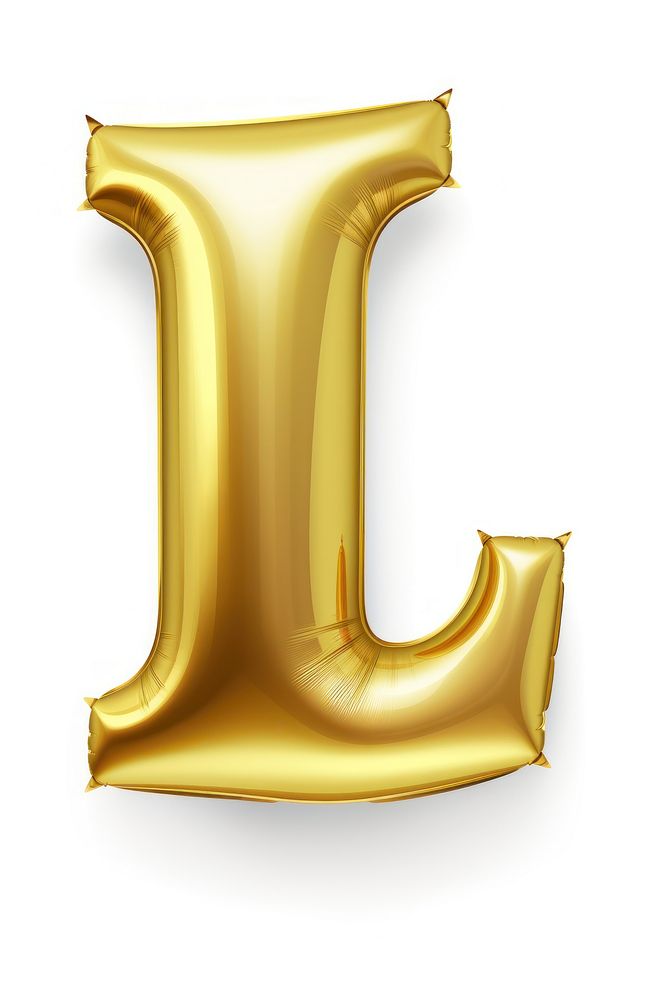 Letter L balloon gold text white background. AI generated Image by rawpixel.