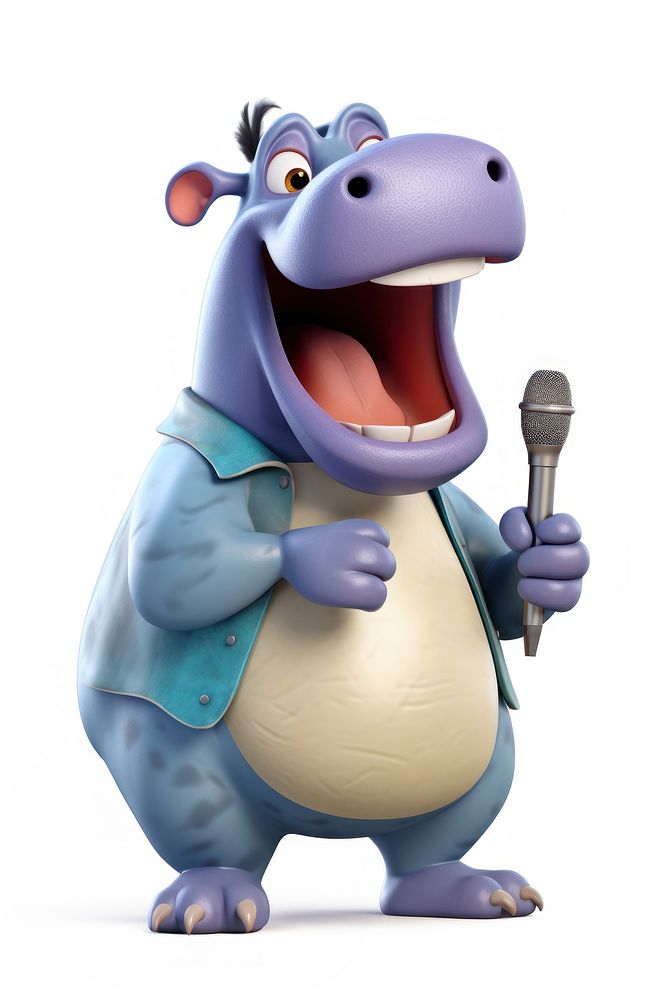 cartoon hippopotamus singing figurine mammal | Free Photo Illustration ...