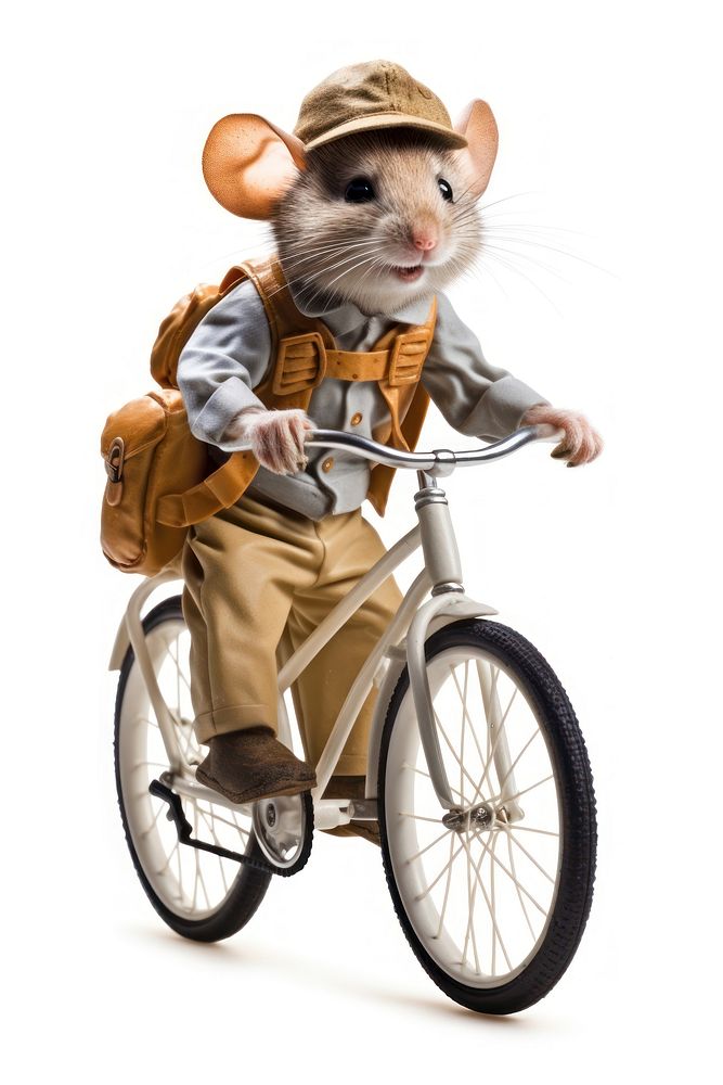 A postman mouse bicycle vehicle mammal. AI generated Image by rawpixel.