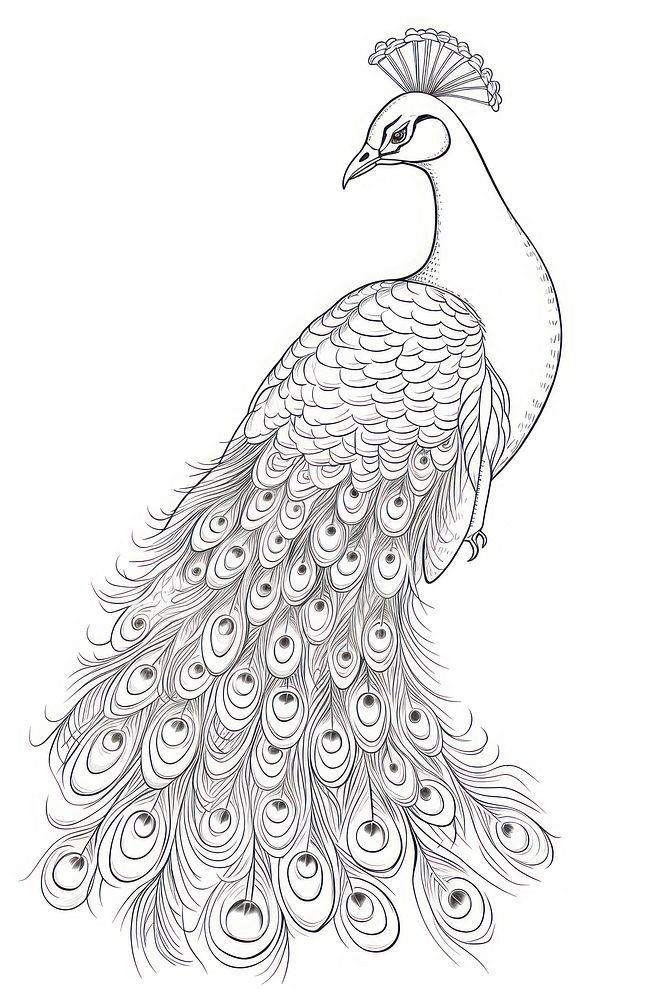 Peacock Drawing Animal Sketch. Ai 