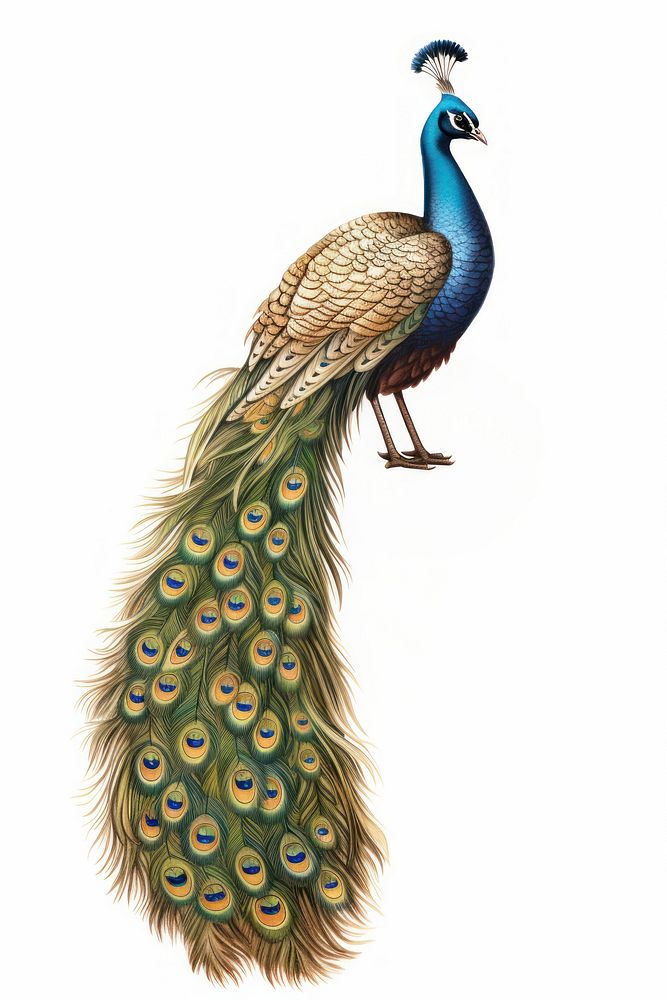 A peacock drawing animal bird. AI generated Image by rawpixel.