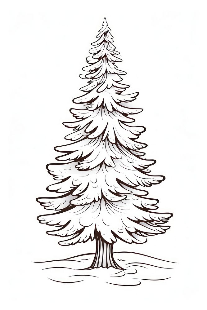 Pine tree christmas cartoon drawing. AI generated Image by rawpixel.