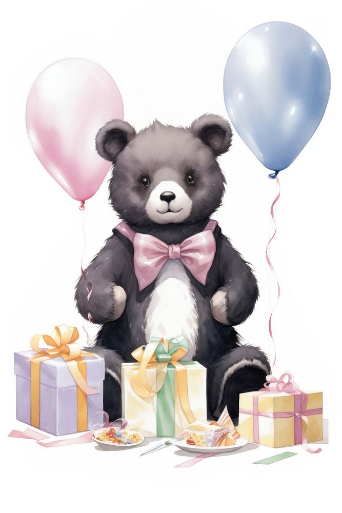 A birthday bear balloon sitting toy. AI generated Image by rawpixel.