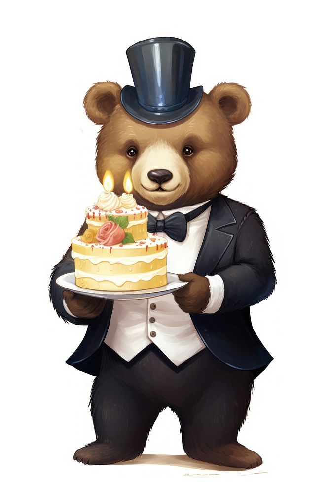 A birthday bear cake dessert food. AI generated Image by rawpixel.