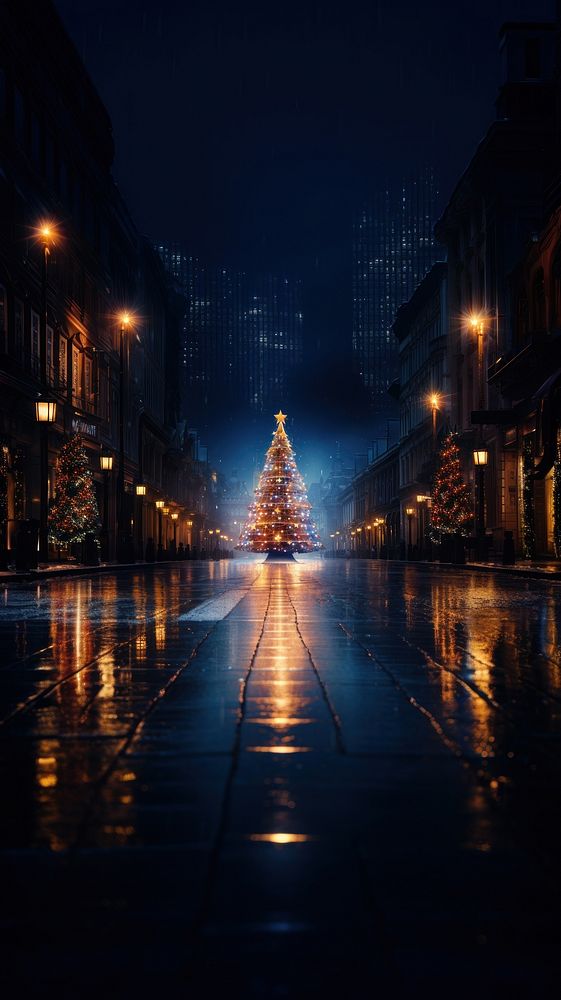 Christmas christmas street lighting. AI generated Image by rawpixel.