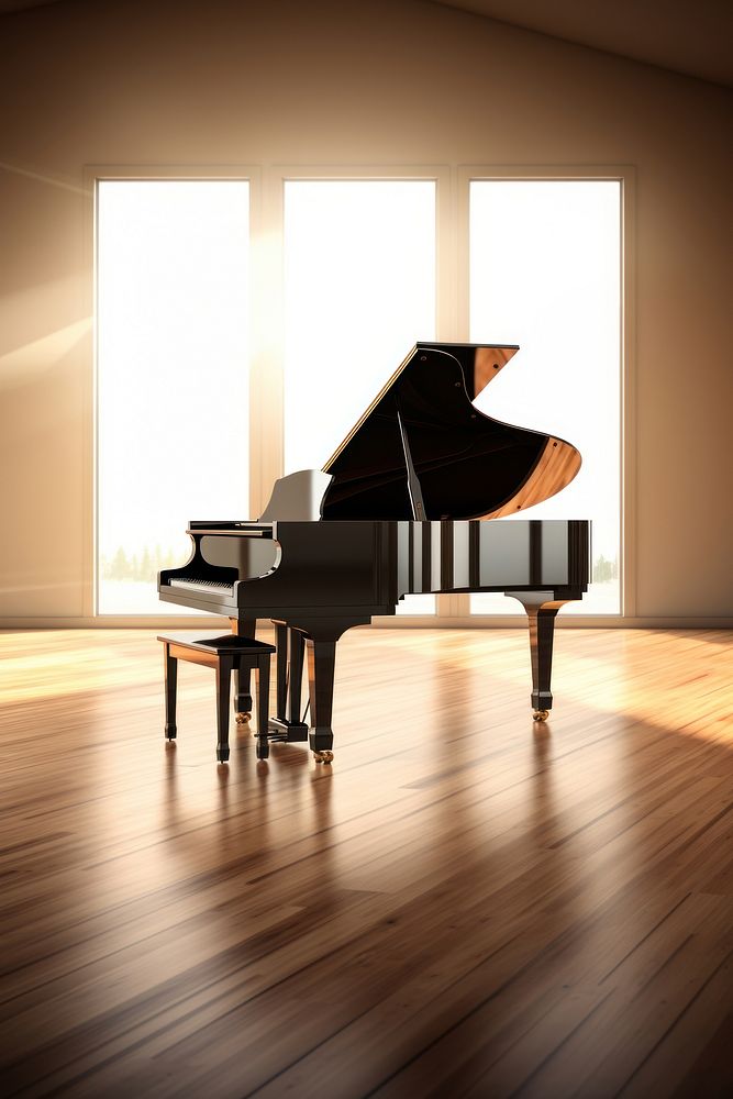 Grand piano wood keyboard flooring. AI generated Image by rawpixel.