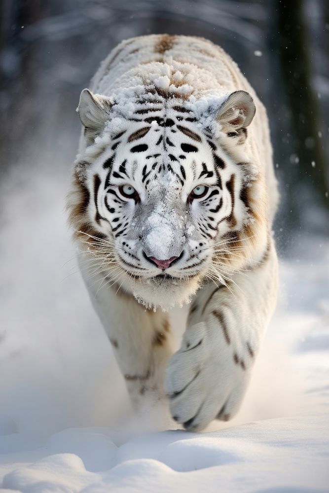 Ferocious white tiger wildlife animal mammal. AI generated Image by rawpixel.