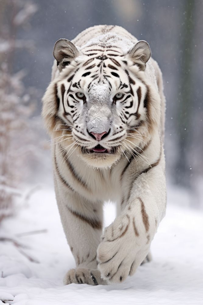 Ferocious white tiger wildlife animal mammal. AI generated Image by rawpixel.