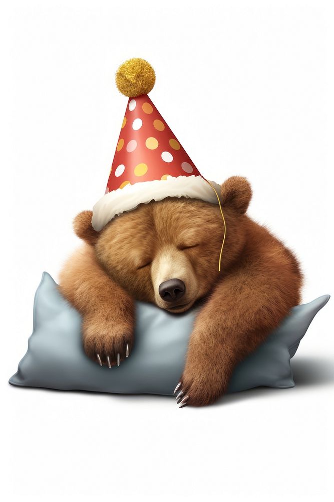 A cartoon happy bear sleeping mammal animal. AI generated Image by rawpixel.
