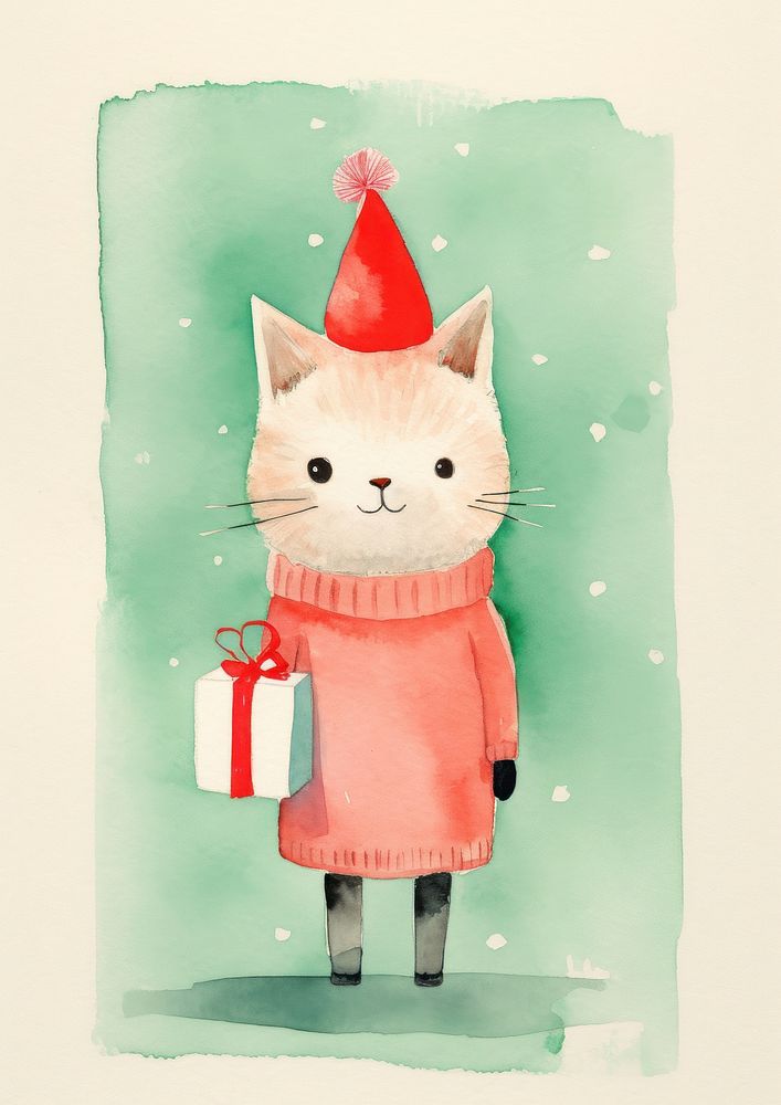 Cat christmas hat representation. AI generated Image by rawpixel.