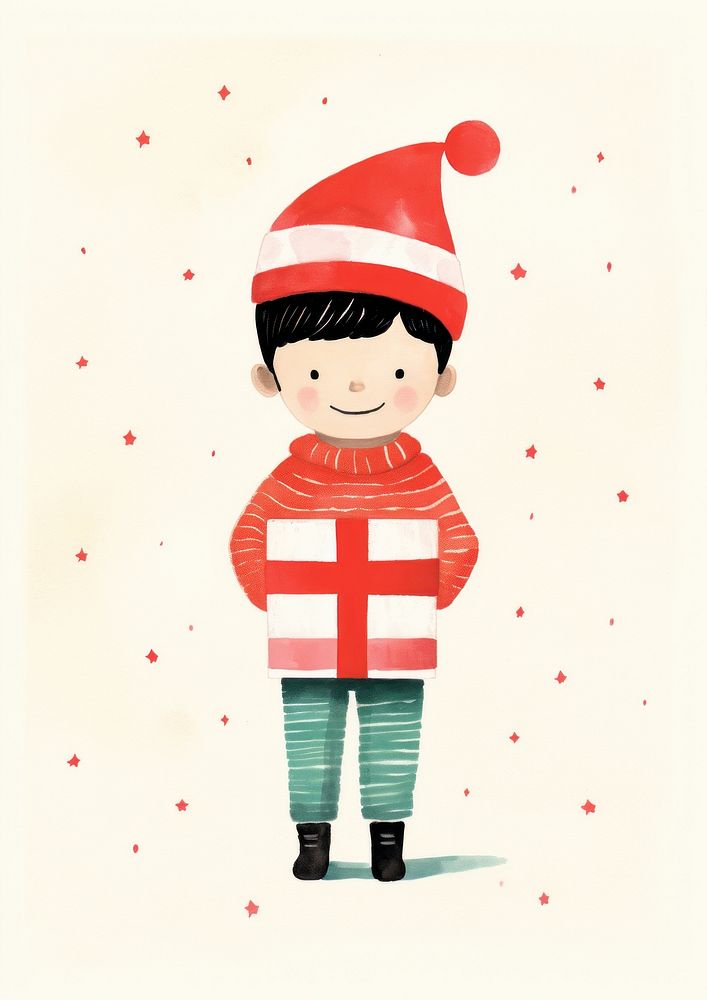 A Happy child celebrating Christmas wearing Santa hat christmas cute representation. AI generated Image by rawpixel.