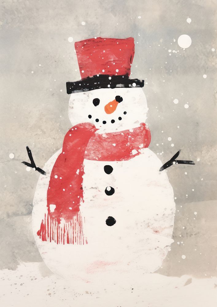 Snowman christmas winter art. AI generated Image by rawpixel.
