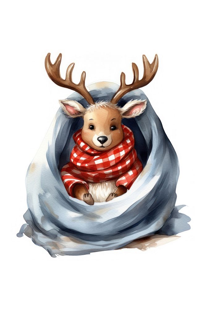 A cartoon reindeer mammal animal white background. AI generated Image by rawpixel.