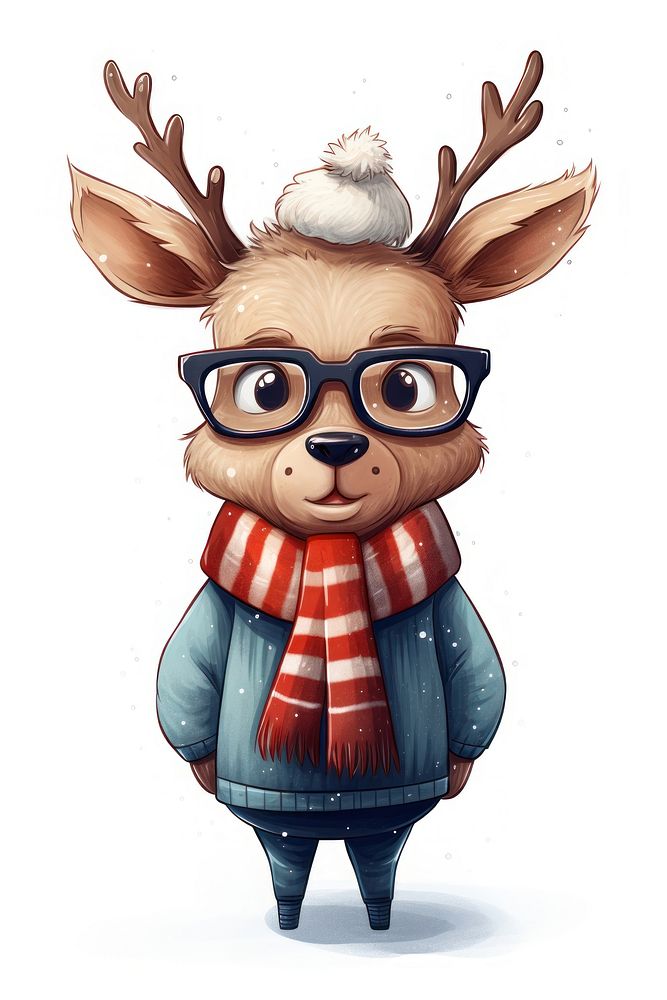 A reindeer glasses drawing mammal. AI generated Image by rawpixel.