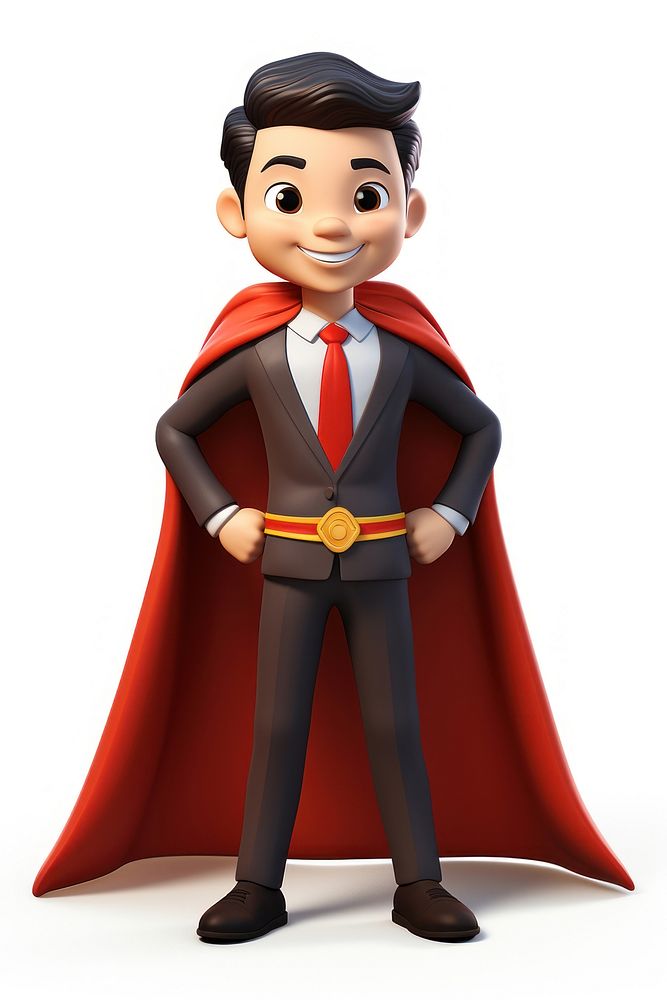 Business man wearing a cape white background achievement superhero. AI generated Image by rawpixel.