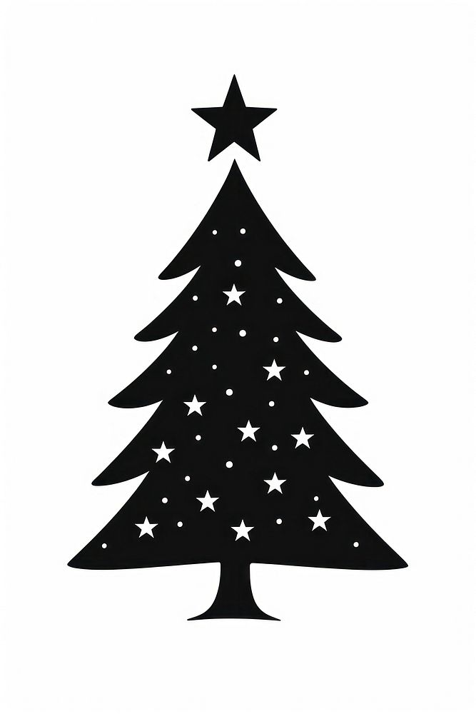 Christmas tree symbol white black. AI generated Image by rawpixel.