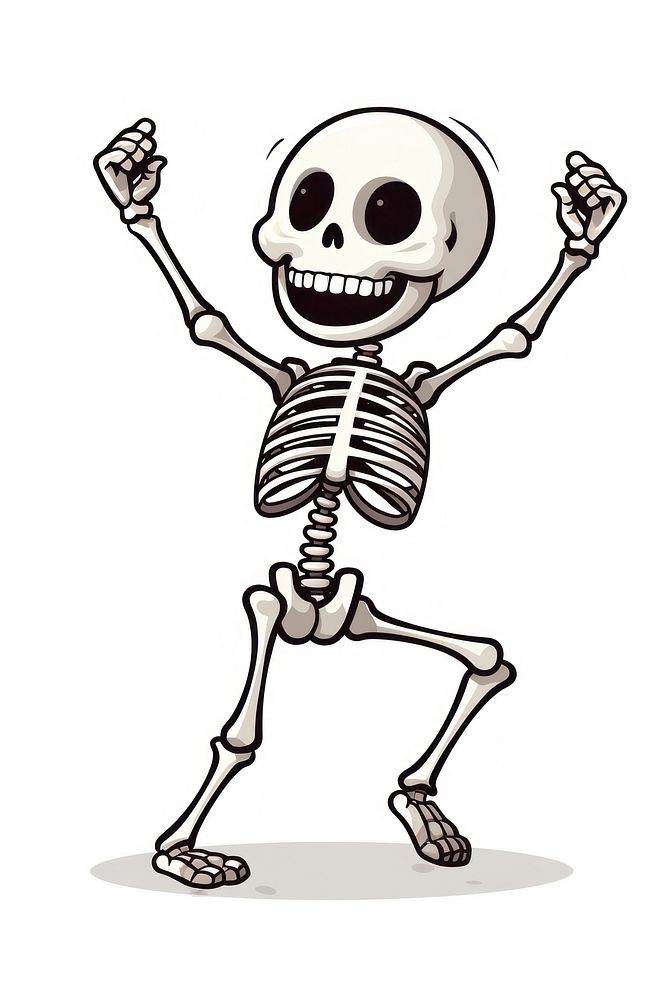 Cartoon skeleton dancing white background representation celebration. AI generated Image by rawpixel.