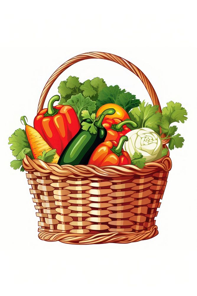 Vegetable basket plant food white background. AI generated Image by rawpixel.
