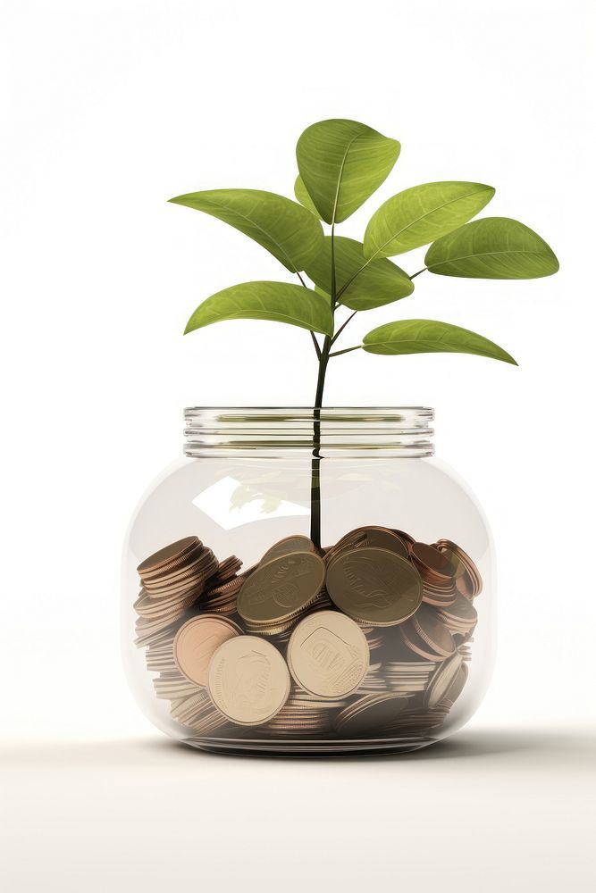 Plant jar coin leaf. AI generated Image by rawpixel.
