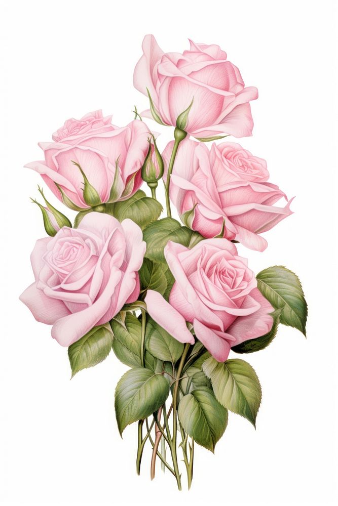 Rose bouquet flower plant white background. AI generated Image by rawpixel.