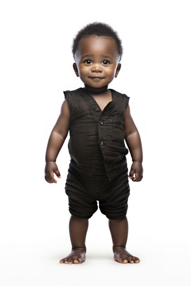 Black baby standing portrait photo. AI generated Image by rawpixel.
