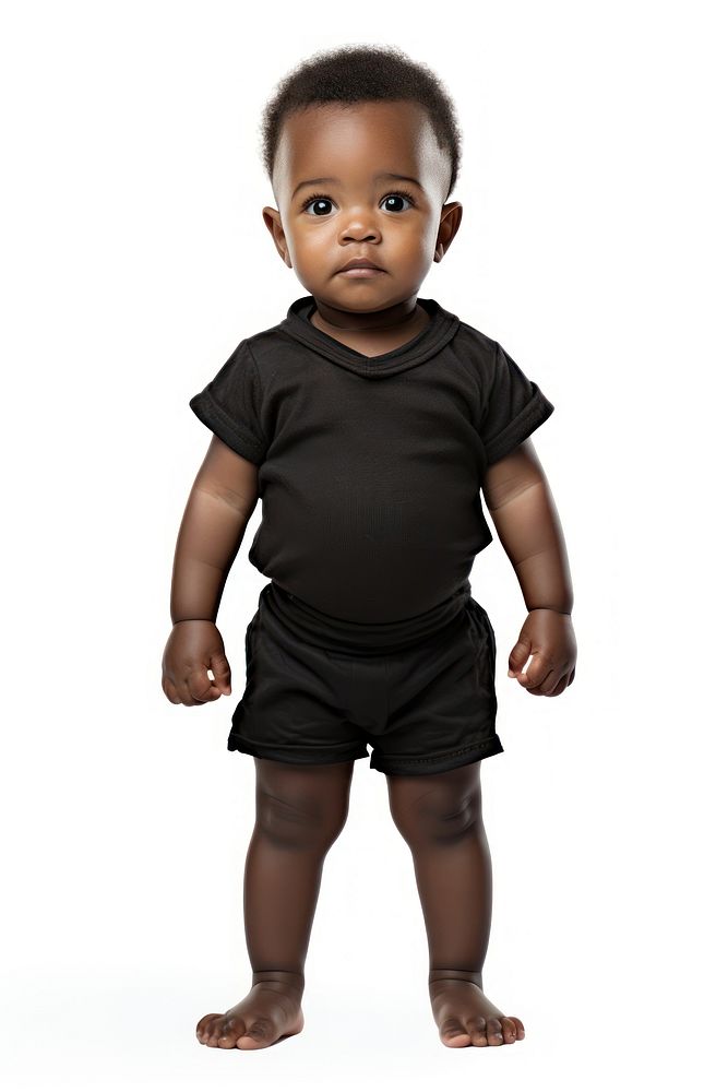 Black baby standing portrait t-shirt. AI generated Image by rawpixel.