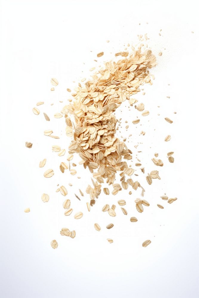 Falling oatmeal white background ingredient breakfast. AI generated Image by rawpixel.