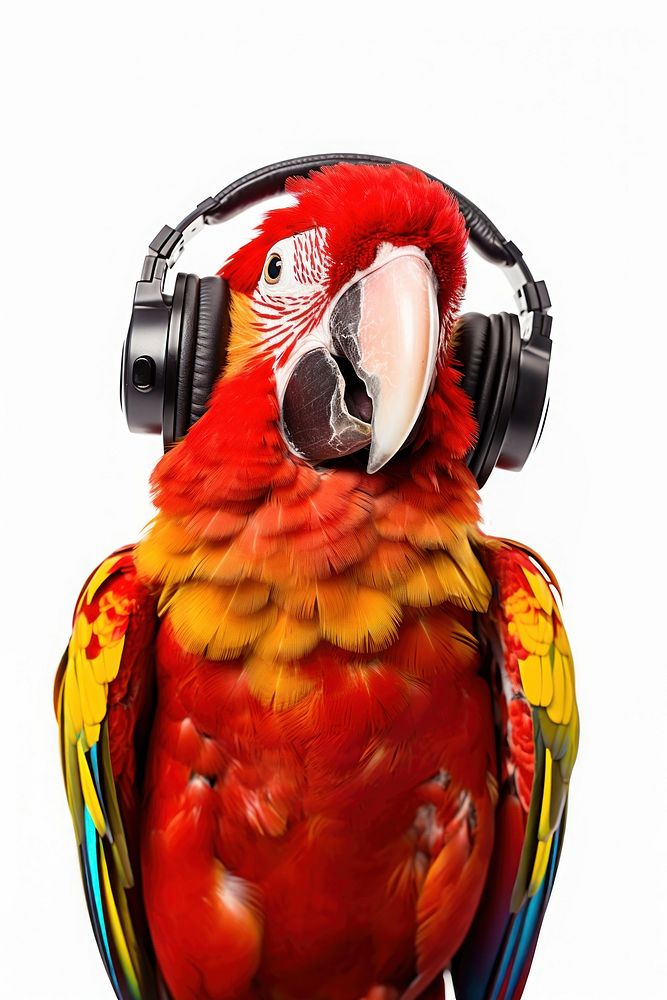 Headphones parrot headset bird. AI generated Image by rawpixel.