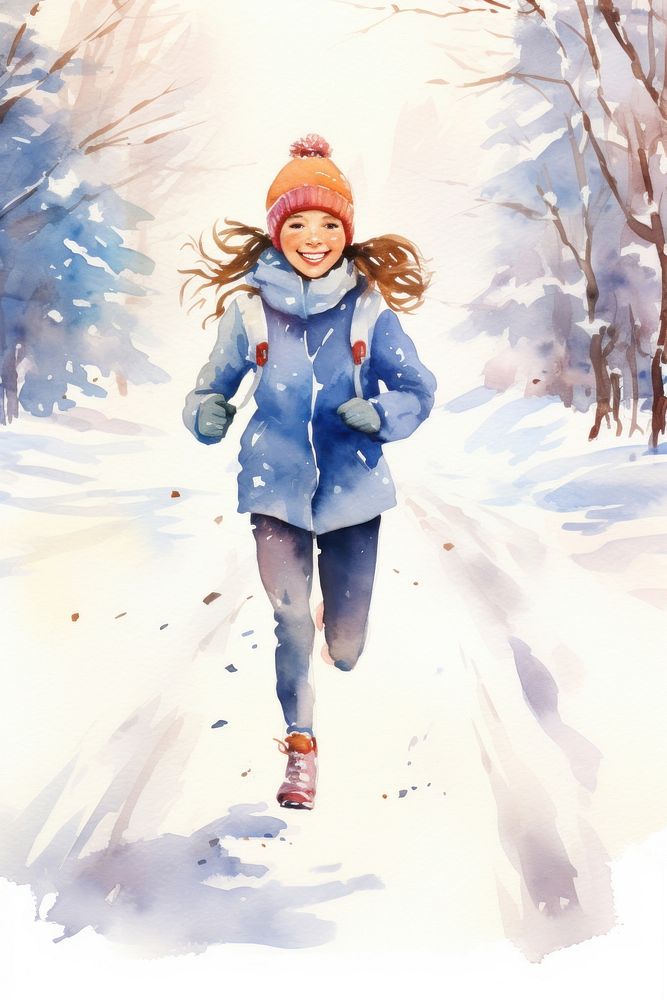 Young girl running winter footwear portrait. AI generated Image by rawpixel.