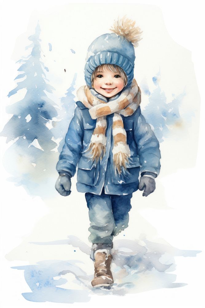 Young boy playing snow portrait outdoors winter. AI generated Image by rawpixel.