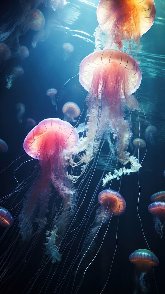 Jelly fishes jellyfish animal sea. AI generated Image by rawpixel.