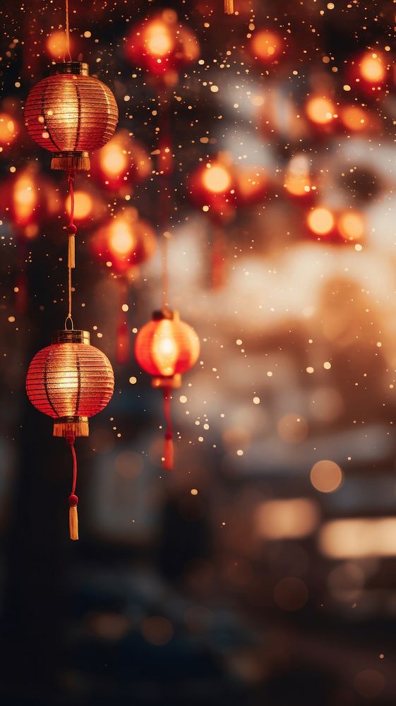 Chineses New years eve celebration lighting architecture. AI generated Image by rawpixel.
