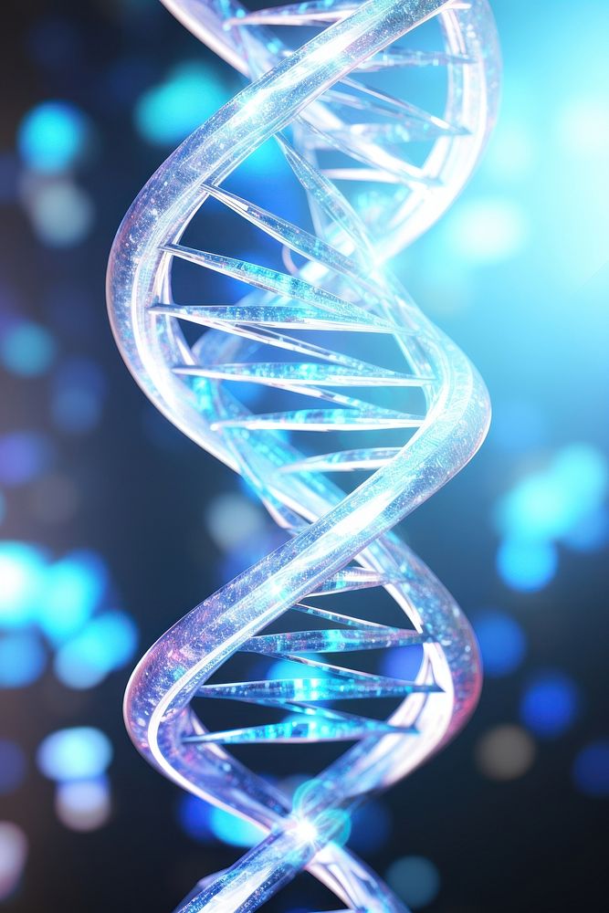 DNA hologram blue architecture illuminated. AI generated Image by rawpixel.