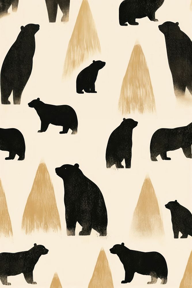 Bear silhouette pattern mammal. AI generated Image by rawpixel.