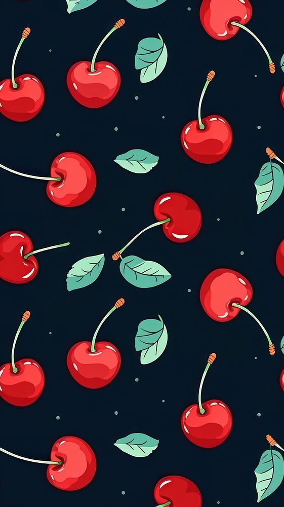 Cherry pattern fruit plant. AI generated Image by rawpixel.