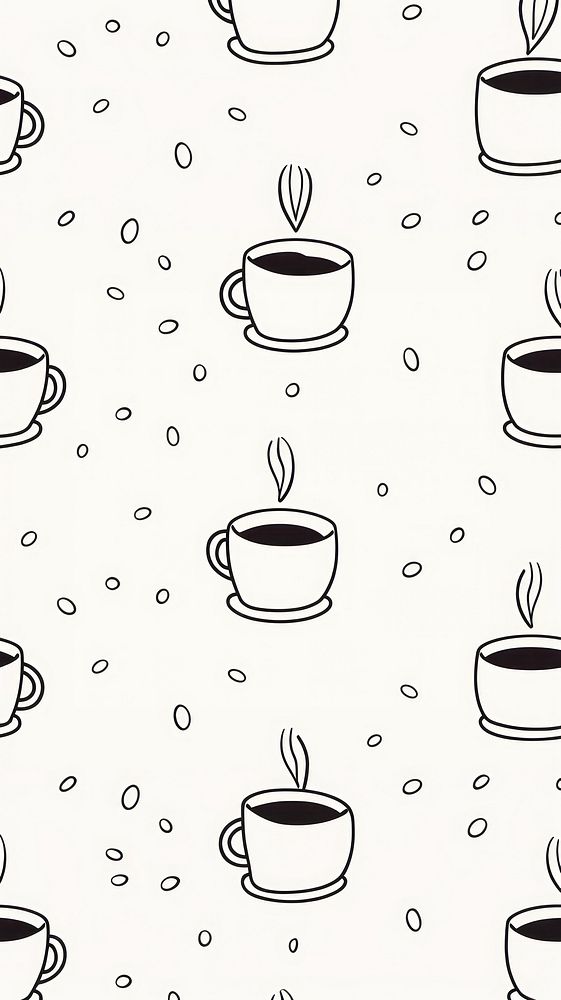Coffee cup backgrounds pattern line. AI generated Image by rawpixel.