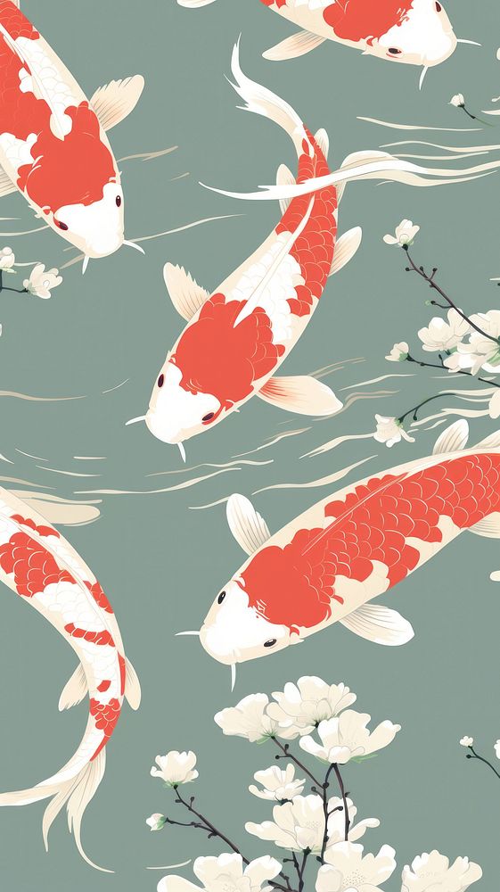 Koi fish wallpaper animal backgrounds underwater. AI generated Image by rawpixel.